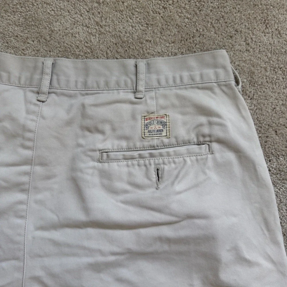 90's Polo Ralph Lauren Andrew Shorts Sz 36 Tan‎ Khaki Pleated Chino 9 Inseam